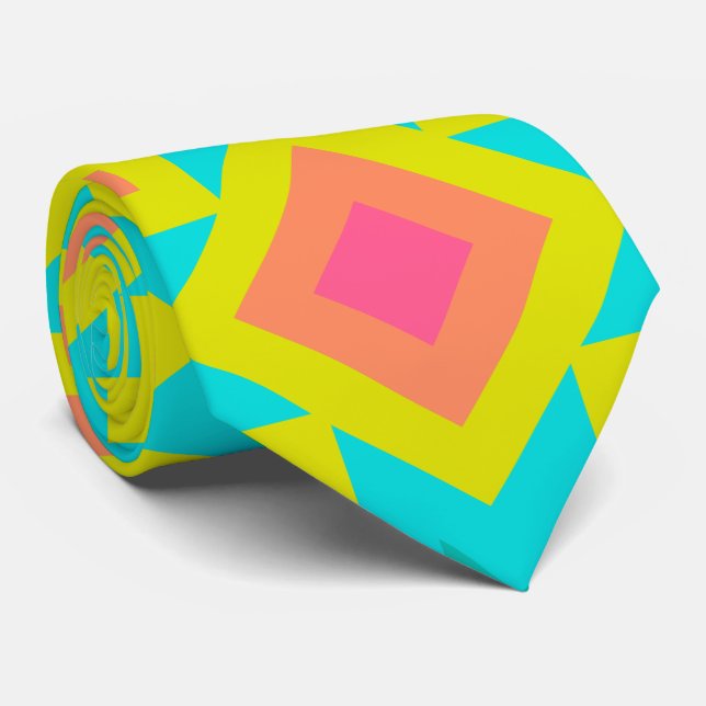 Bright Summer Colours Geometric Pattern  Tie (Rolled)