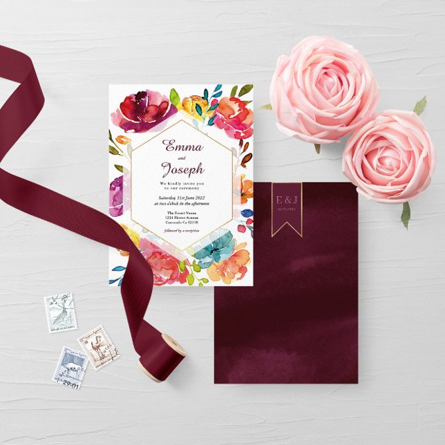 Bright Summer elegant purple floral Wedding Invitation (Creator Uploaded)