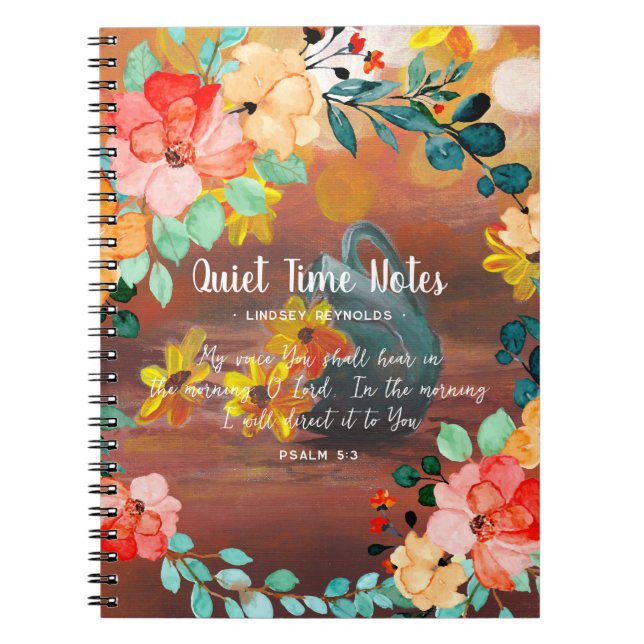 Bright Summer Floral Monogram Quiet Time Notebook (Front)