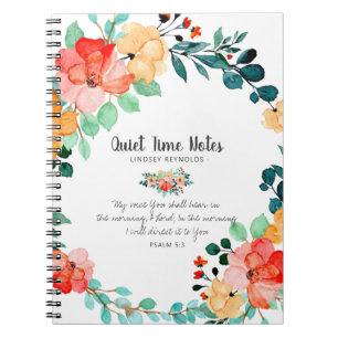 Bright Summer Floral Monogram Quiet Time Notebook