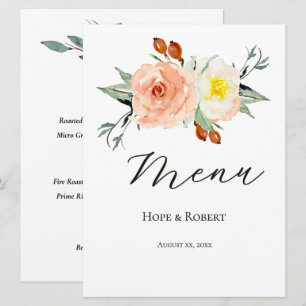 Bright Summer Flowers Wedding Reception Menu