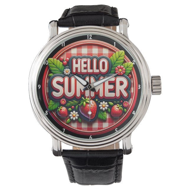 Bright Summer Fresh Strawberries Festive Seasonal  Watch (Front)
