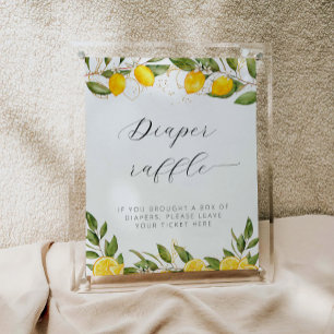Bright Summer Lemon Baby Shower Diaper Raffle Post Poster