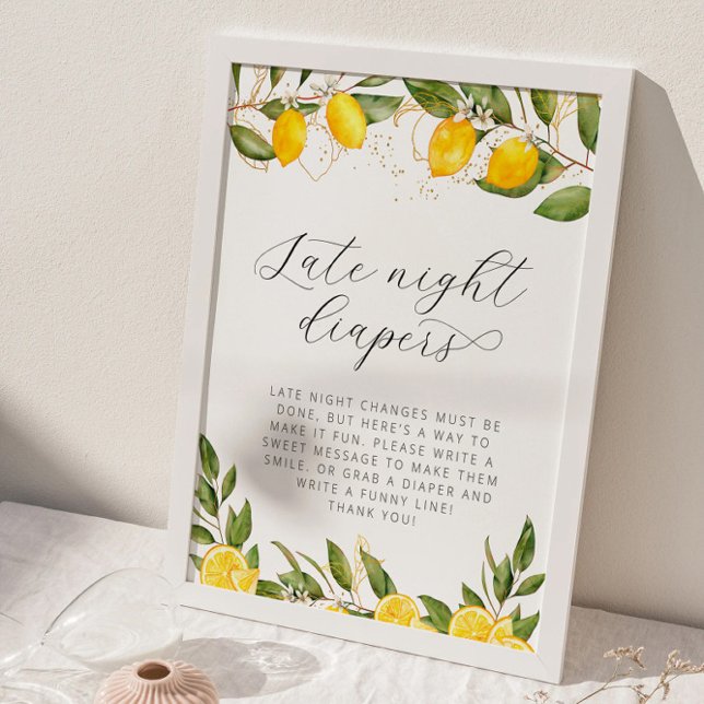 Bright Summer Lemon Baby Shower Late Night Diapers Poster (Creator Uploaded)