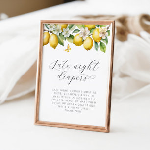Bright Summer Lemon Baby Shower Late Night Diapers Poster