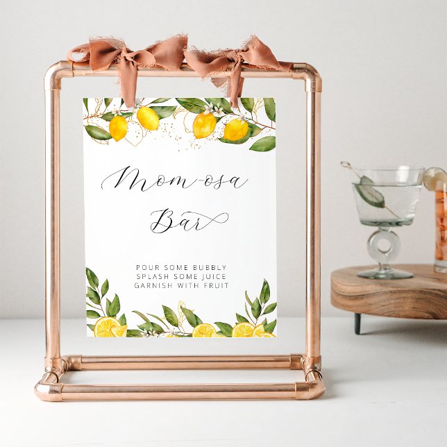 Bright Summer Lemon Baby Shower Mum-osa Bar Poster (Creator Uploaded)