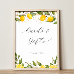 Bright Summer Lemon Bridal Shower Cards And Gifts Poster