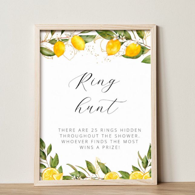 Bright Summer Lemon Bridal Shower Ring Hunt Poster (Creator Uploaded)