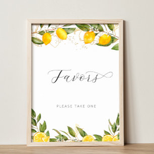 Bright Summer Lemon Citrus Bridal Shower Favours Poster