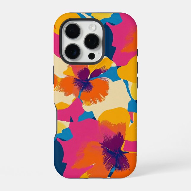 Bright Summer Modern Floral Pattern iPhone Case (Back)