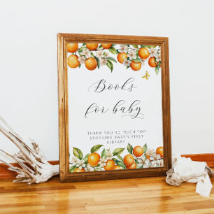 Bright Summer Orange Baby Shower Books For Baby Poster