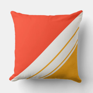 Bright Summer Orange Yellow White Racing Stripes Cushion