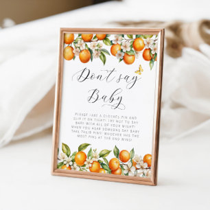 Bright Summer Oranges Baby Shower Don’t Say Baby Poster