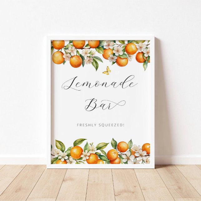 Bright Summer Oranges Baby Shower Lemonade Bar Poster (Creator Uploaded)