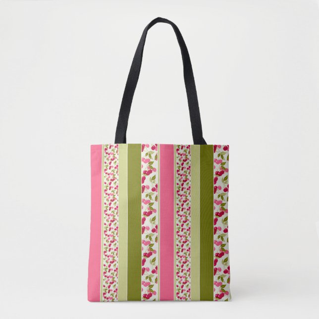 Bright summer pattern of stripes of multi-coloured tote bag (Front)