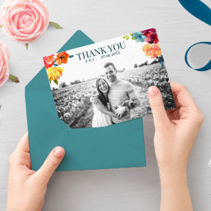 Bright Summer Photo Wedding "Thank you" Card
