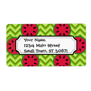 Bright Summer Picnic Watermelons on Green Chevron