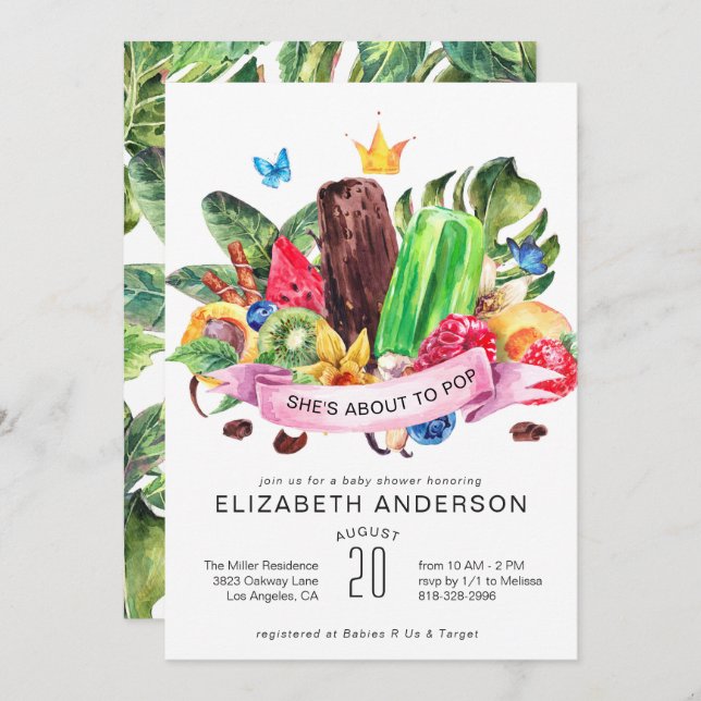 Bright Summer Popsicle Baby Shower Invitation (Front/Back)