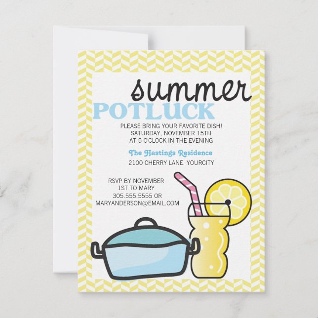 Bright Summer Potluck Invitation (Front)
