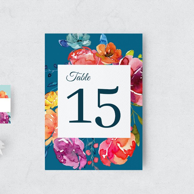 Bright Summer Wedding Pedestal Table Number Sign (Creator Uploaded)