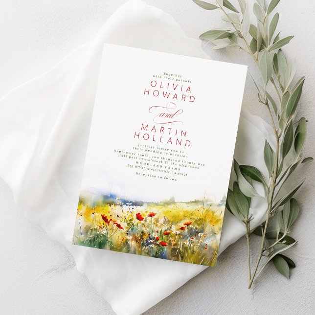 Bright Summer Wildflowers Boho Wedding Invitation (Creator Uploaded)