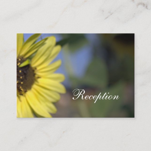 bright summer yellow sunflower, wedding reception enclosure card (Front)
