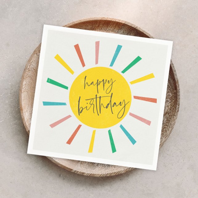 Bright Sun Script Kids Birthday Party Napkin (Creator Uploaded)