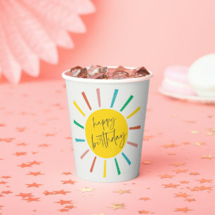 Bright Sun Script Kids Birthday Party Paper Cups