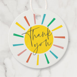 Bright Sun Script Kids Birthday Party Thank You Favour Tags