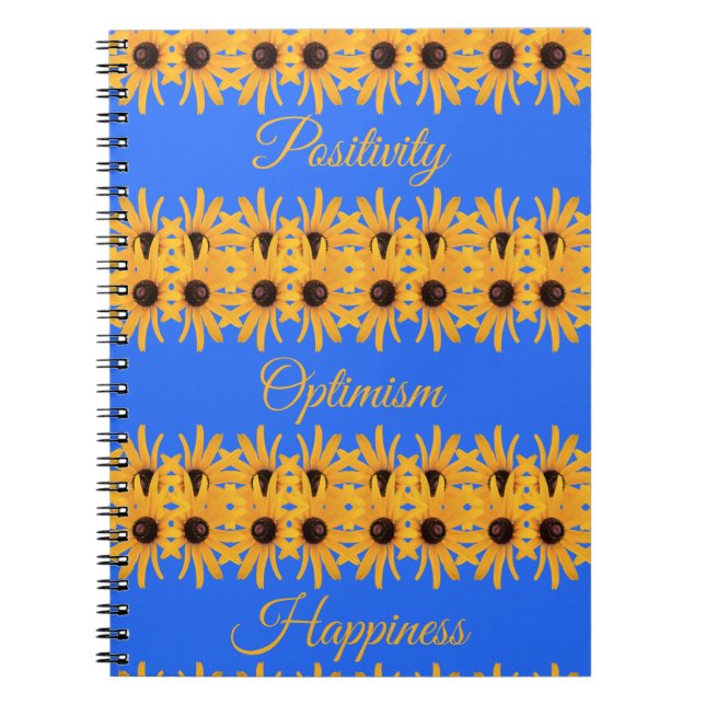 Bright Sun Yellow Flowers on Royal Blue Notebook (Front)