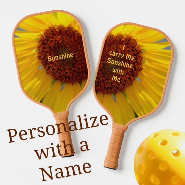 Bright Sunflower Botanical Floral Personalised Pickleball Paddle (Creator Uploaded)