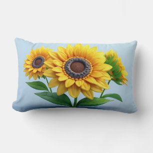 Bright Sunflower Bouquet Sculpture Lumbar Cushion