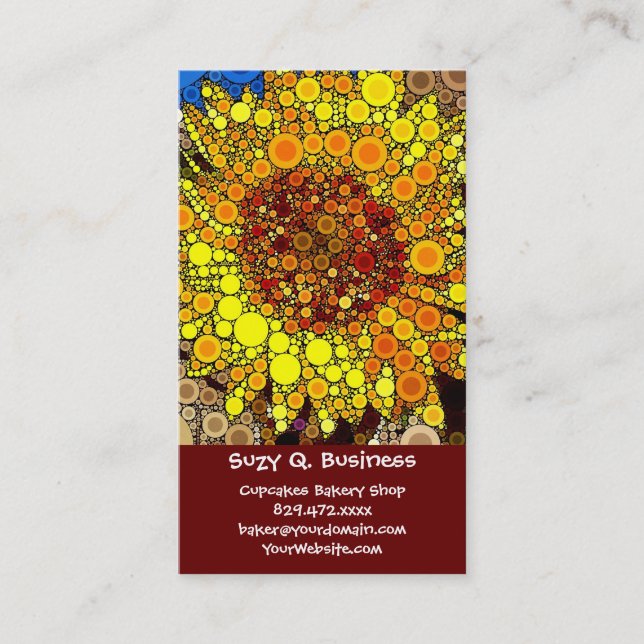 Bright Sunflower Circle Mosaic Digital Art Print Business Card (Front)