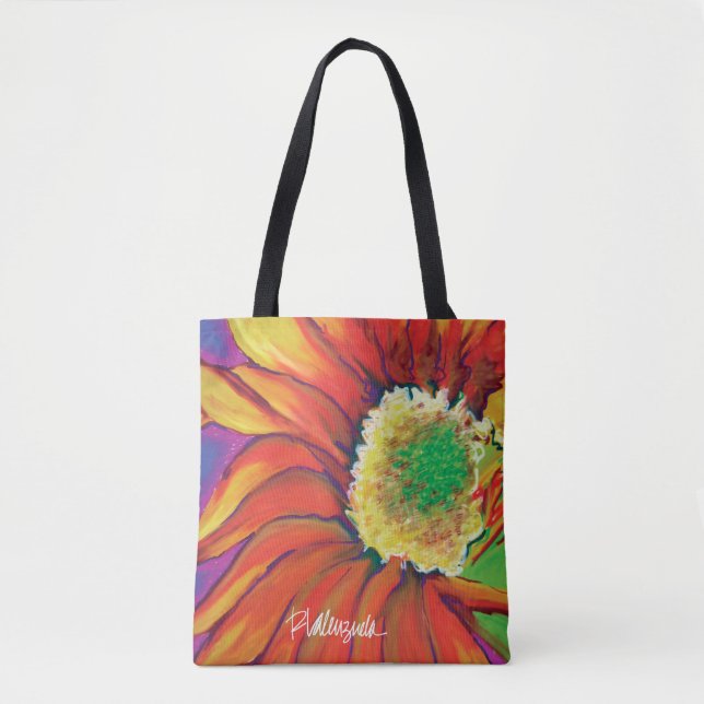 Bright Sunflower Floral Tote Bag (Front)