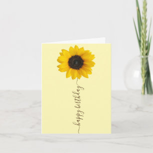 Bright Sunflower on Yellow Birthday Greeting Card