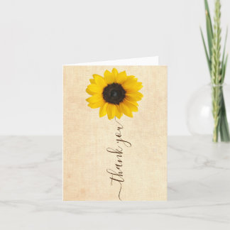 Bright Sunflower | Rustic Hand Lettered Thank You Card