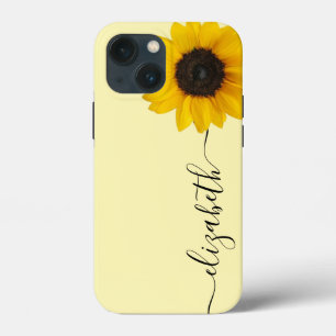 Bright Sunflower Script Stem Name iPhone Case