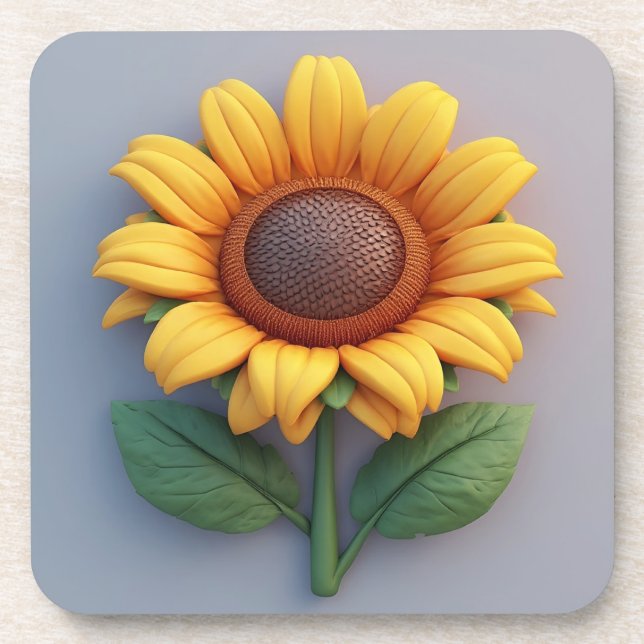 Bright Sunflower Sculpture Coaster (Front)