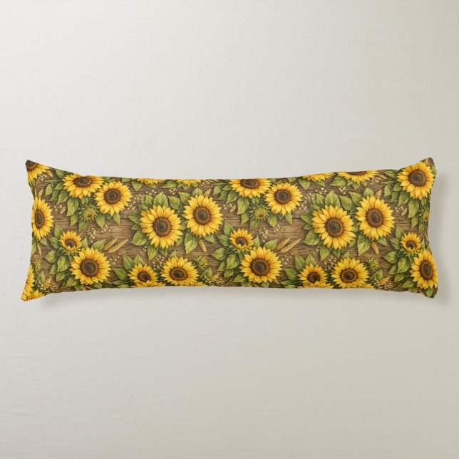 Bright Sunflower Seamless Repeat Pattern Body Cushion (Front)