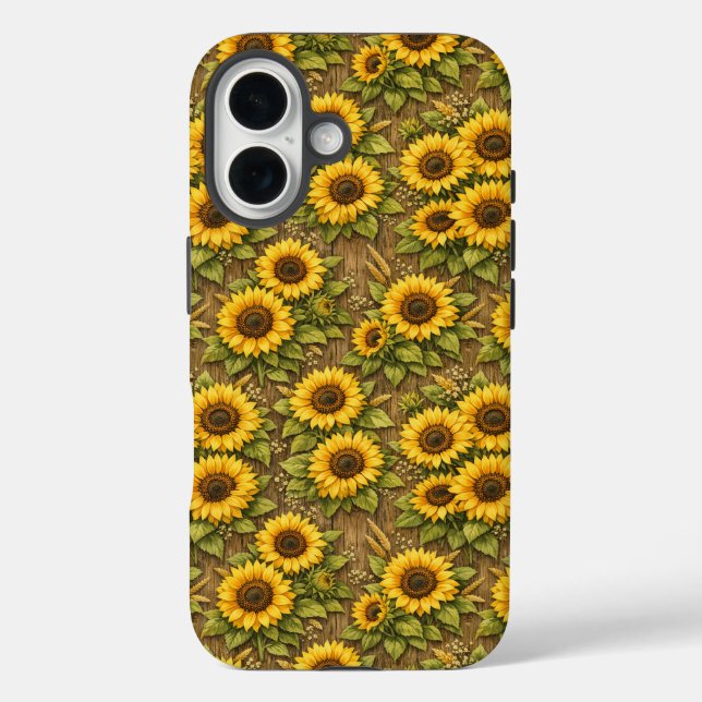 Bright Sunflower Seamless Repeat Pattern Case-Mate iPhone Case (Back)