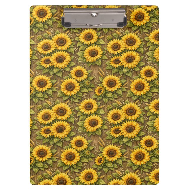 Bright Sunflower Seamless Repeat Pattern Clipboard (Front)
