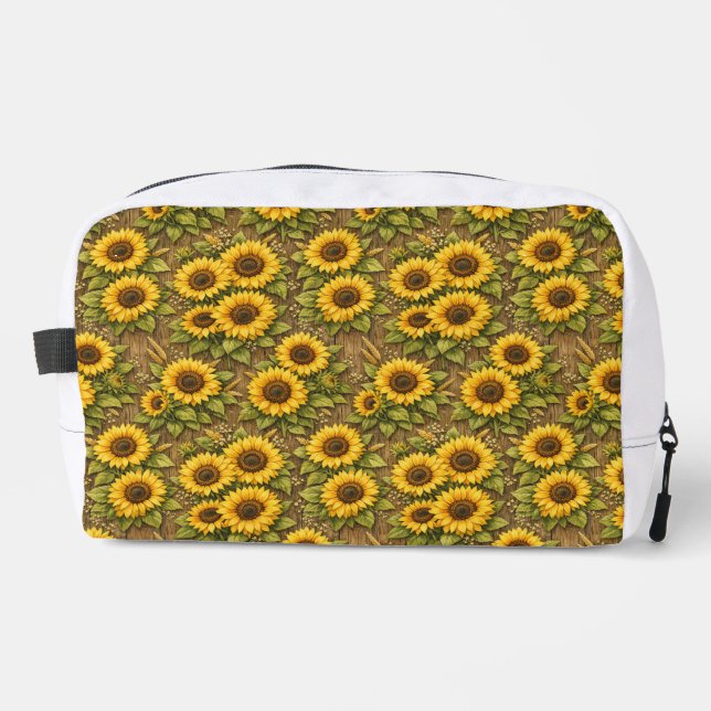 Bright Sunflower Seamless Repeat Pattern Dopp Kit (Front)
