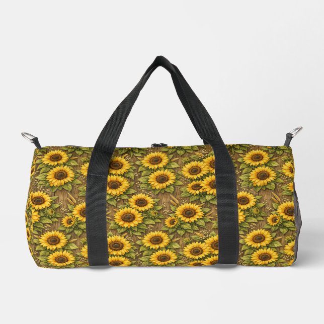 Bright Sunflower Seamless Repeat Pattern Duffle Bag (Front)