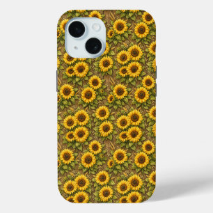 Bright Sunflower Seamless Repeat Pattern iPhone 15 Case