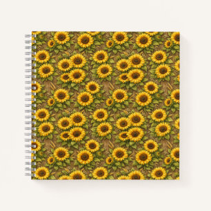 Bright Sunflower Seamless Repeat Pattern Notebook