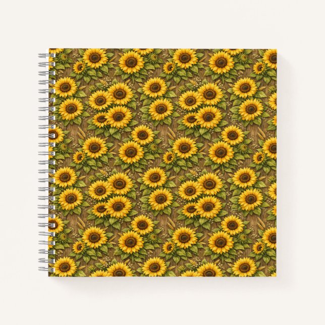 Bright Sunflower Seamless Repeat Pattern Notebook (Front)