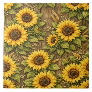 Bright Sunflower Seamless Repeat Pattern Tile