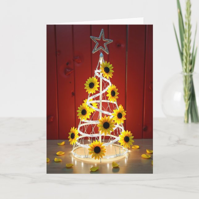 Bright Sunflower Star Tree Card (Front)