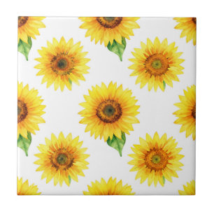 Bright Sunflower Watercolor Seamless Pattern Tile