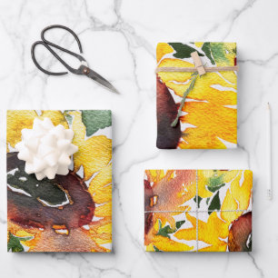 bright sunflower watercolour fabulous 50 wrapping paper sheet